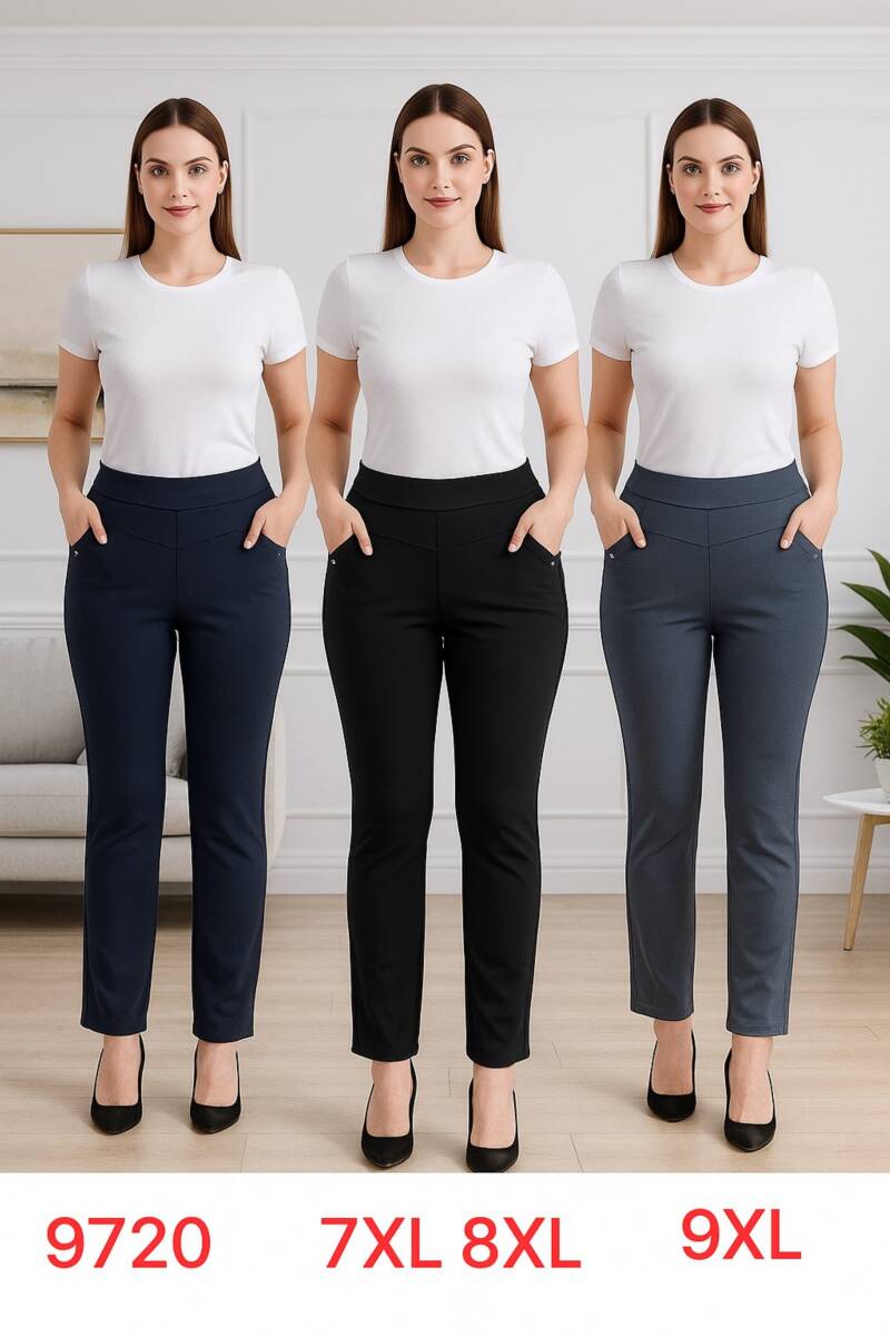 Spodnie damskie Roz 7XL-9XL,1 kolor Paczka 12 szt